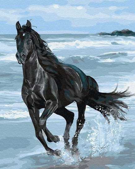 Artnapi 40x50cm Obraz Do Malowania Po Numerach Na Drewnianej Ramie - Czarny koń artnapi