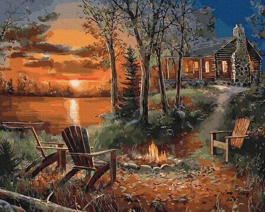 Artnapi 40x50cm Obraz Do Malowania Po Numerach Na Drewnianej Ramie - Dom w głębi lasu artnapi
