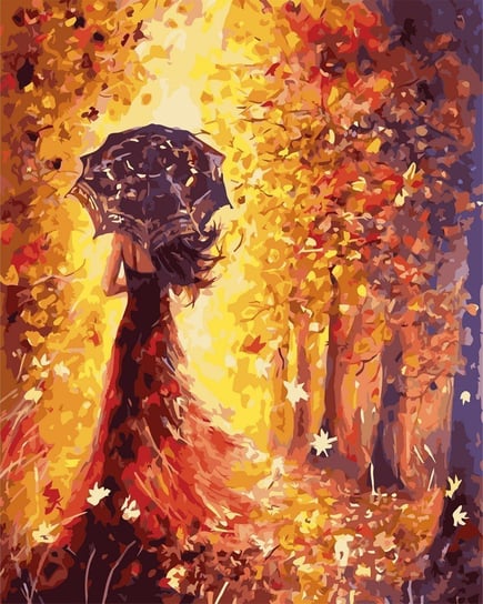 Artnapi 40x50cm Obraz Do Malowania Po Numerach Na Drewnianej Ramie - Dziewczyna W Czerwonej Sukience artnapi