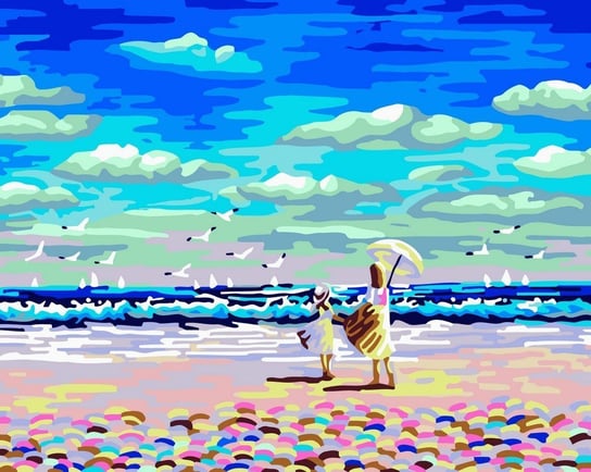Artnapi 40x50cm Obraz Do Malowania Po Numerach Na Drewnianej Ramie - Dziewczyny na plaży artnapi