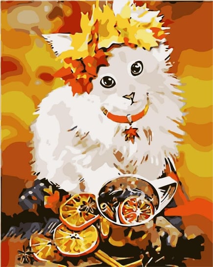 Artnapi 40x50cm Obraz Do Malowania Po Numerach Na Drewnianej Ramie - Jesienny kot artnapi