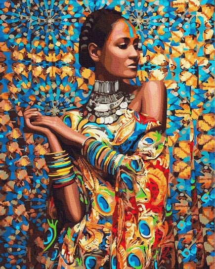 Artnapi 40x50cm Obraz Do Malowania Po Numerach Na Drewnianej Ramie - Kobieta w kolorowej sukni 40x50 cm artnapi