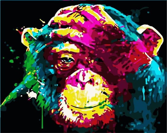 Artnapi 40x50cm Obraz Do Malowania Po Numerach Na Drewnianej Ramie - Kolorowa małpa artnapi