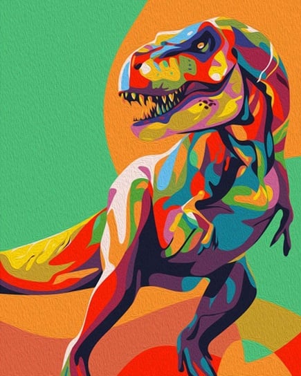 Artnapi 40x50cm Obraz Do Malowania Po Numerach Na Drewnianej Ramie - Kolorowy Dinozaur T-Rex Proste Dla Dzieci artnapi