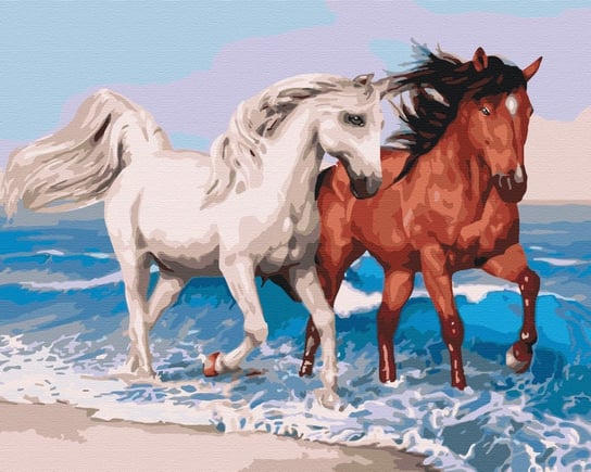 Artnapi 40x50cm Obraz Do Malowania Po Numerach Na Drewnianej Ramie - Konie na brzegu artnapi