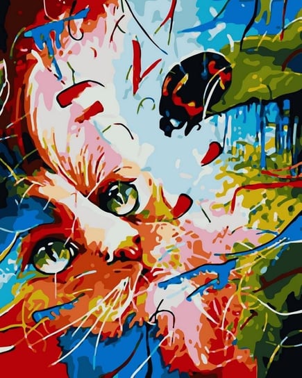Artnapi 40x50cm Obraz Do Malowania Po Numerach Na Drewnianej Ramie - Kot i chrząszcz artnapi