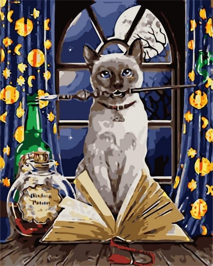 Artnapi 40x50cm Obraz Do Malowania Po Numerach Na Drewnianej Ramie - Kot i magia artnapi