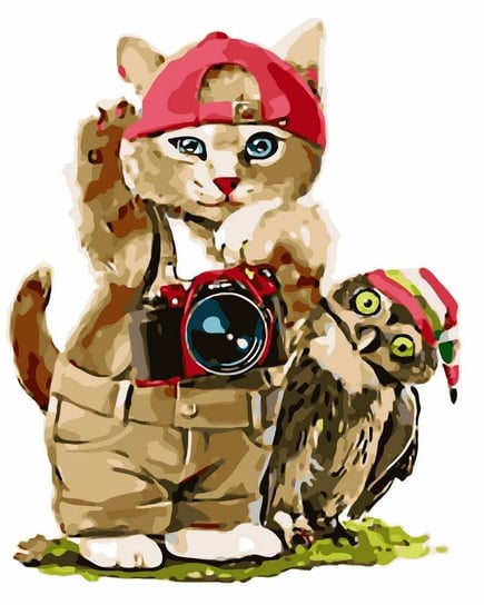Artnapi 40x50cm Obraz Do Malowania Po Numerach Na Drewnianej Ramie - Kot Turysta artnapi