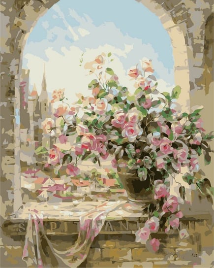 Artnapi 40x50cm Obraz Do Malowania Po Numerach Na Drewnianej Ramie - Kwiaty w oknie artnapi