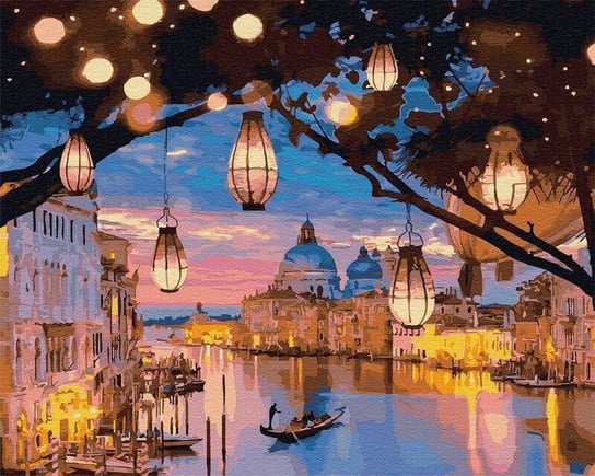 Artnapi 40x50cm Obraz Do Malowania Po Numerach Na Drewnianej Ramie - Lampki nocne Wenecji 40x50 cm artnapi