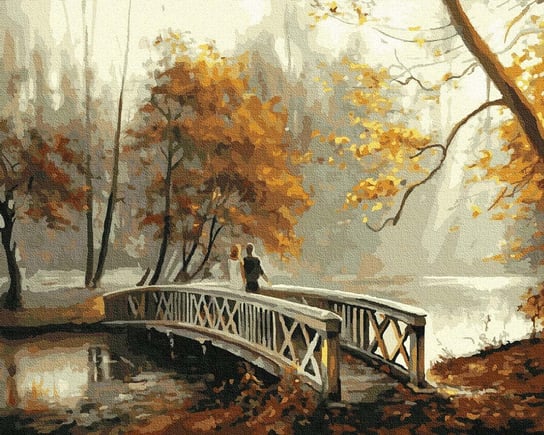Artnapi 40x50cm Obraz Do Malowania Po Numerach Na Drewnianej Ramie - Most w jesiennym parku artnapi