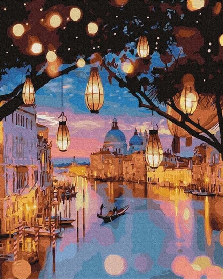 Artnapi 40x50cm Obraz Do Malowania Po Numerach Na Drewnianej Ramie - Nocne Lampki Wenecji 40x50 artnapi