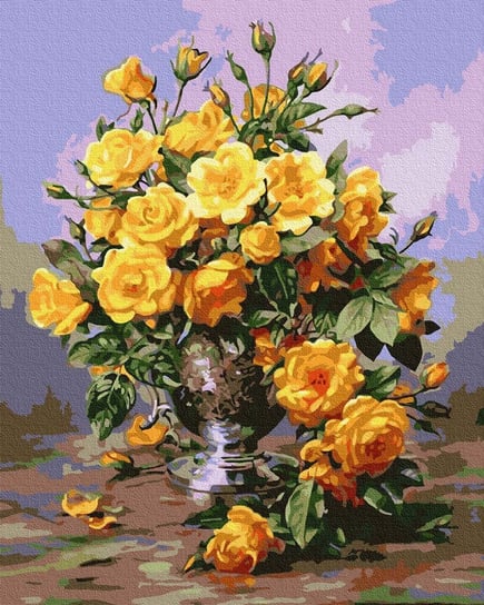 Artnapi 40x50cm Obraz Do Malowania Po Numerach Na Drewnianej Ramie - Piękne żółte róże artnapi