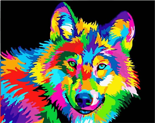 Artnapi 40x50cm Obraz Do Malowania Po Numerach Na Drewnianej Ramie - Portret tęczowego wilka artnapi