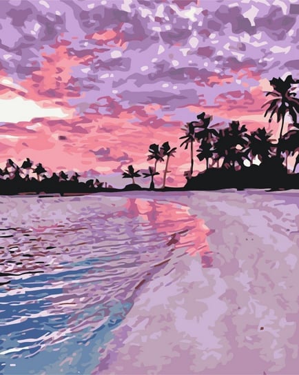 Artnapi 40x50cm Obraz Do Malowania Po Numerach Na Drewnianej Ramie - Różowy zachód słońca artnapi