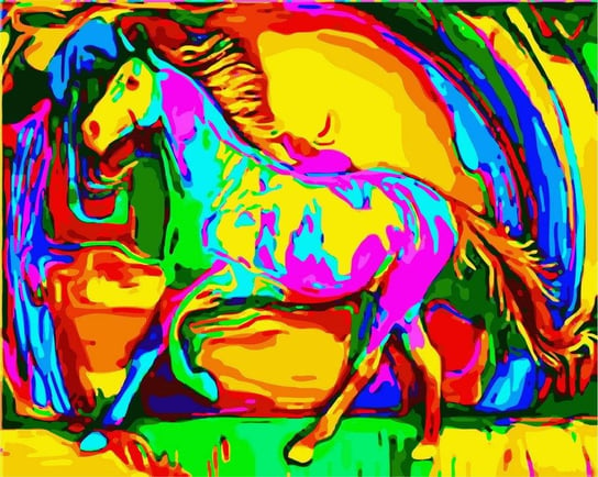 Artnapi 40x50cm Obraz Do Malowania Po Numerach Na Drewnianej Ramie - Tęczowy koń artnapi