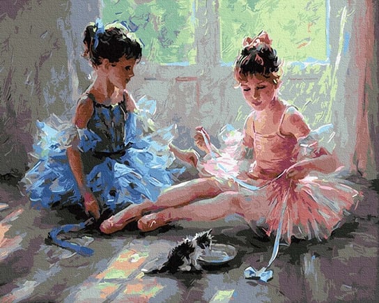 Artnapi 40x50cm Obraz Do Malowania Po Numerach Na Drewnianej Ramie - Urocze baletnice artnapi