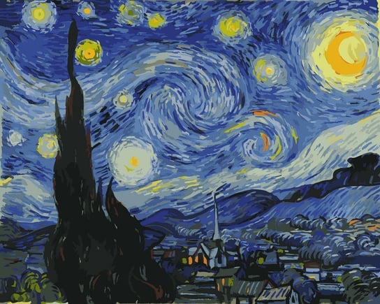 Artnapi 40x50cm Obraz Do Malowania Po Numerach Na Drewnianej Ramie - Van Gogh Gwiaździsta Noc artnapi