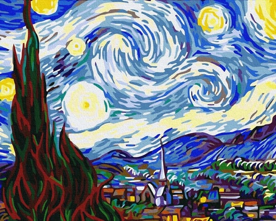 Artnapi 40x50cm Obraz Do Malowania Po Numerach Na Drewnianej Ramie - Vincent van Gogh „Gwiaździsta noc” artnapi