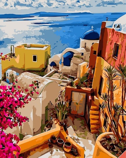 Artnapi 40x50cm Obraz Do Malowania Po Numerach Na Drewnianej Ramie - Wyspa Santorini, Grecja artnapi