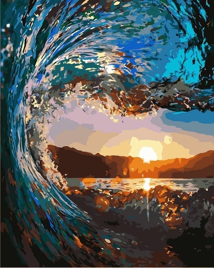 Artnapi 40x50cm Obraz Do Malowania Po Numerach Na Drewnianej Ramie - Zachód Słońca Pejzaż Morski artnapi