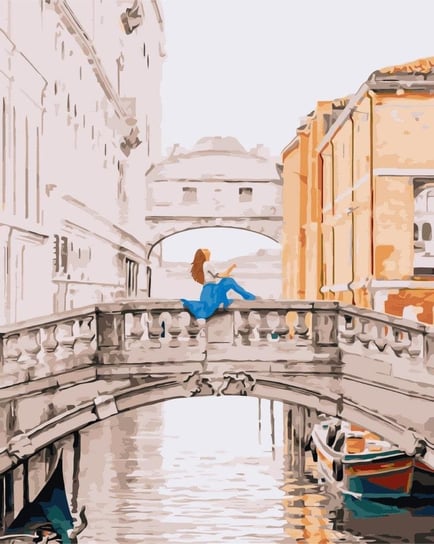 Artnapi 40x50cm Zestaw Do Malowania Po Numerach - Dziewczyna Na Moście W Wenecji Malowanie Po Numerach - Na Drewnianej Ramie artnapi