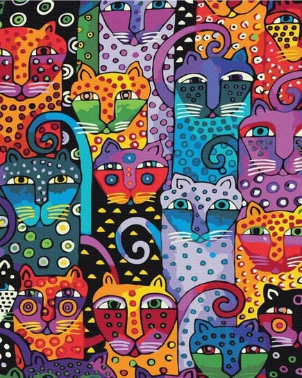 Artnapi 40x50cm Zestaw Do Malowania Po Numerach - Kolorowe Koty Malowanie Po Numerach - Na Drewnianej Ramie artnapi