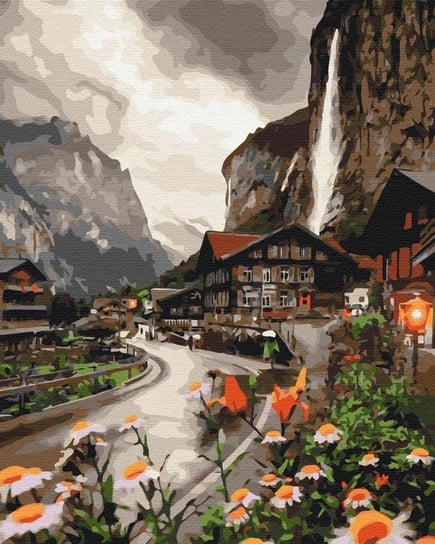 Artnapi 40x50cm Zestaw Do Malowania Po Numerach - Miasto W Szwajcarii Malowanie Po Numerach - Na Drewnianej Ramie artnapi