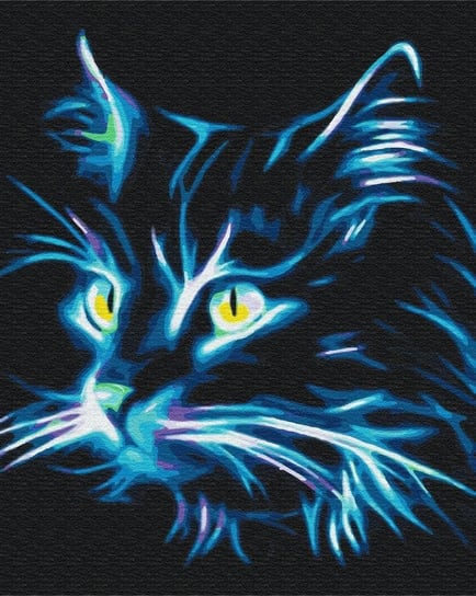 Artnapi 40x50cm Zestaw Do Malowania Po Numerach - Neonowy Kot Malowanie Po Numerach - Na Drewnianej Ramie artnapi