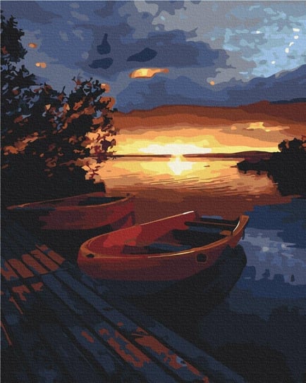 Artnapi 40x50cm Zestaw Do Malowania Po Numerach - Piękny zachód słońca nad jeziorem - Na Drewnianej Ramie artnapi