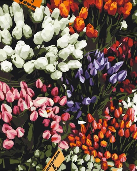 Artnapi 40x50cm Zestaw Do Malowania Po Numerach - Targi tulipanów - Na Drewnianej Ramie artnapi