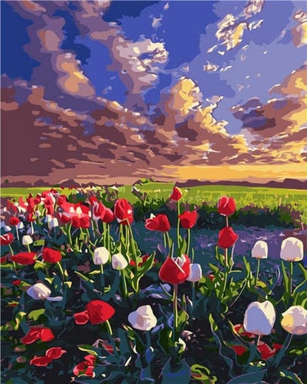 Artnapi 40x50cm Zestaw Do Malowania Po Numerach - Tulipany na polu - Na Drewnianej Ramie artnapi