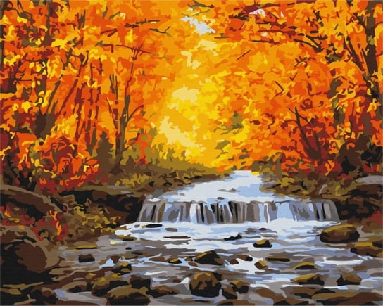 Artnapi 40x50cm Zestaw Do Malowania Po Numerach - Wodospad w jesiennych złoceniach - Na Drewnianej Ramie artnapi