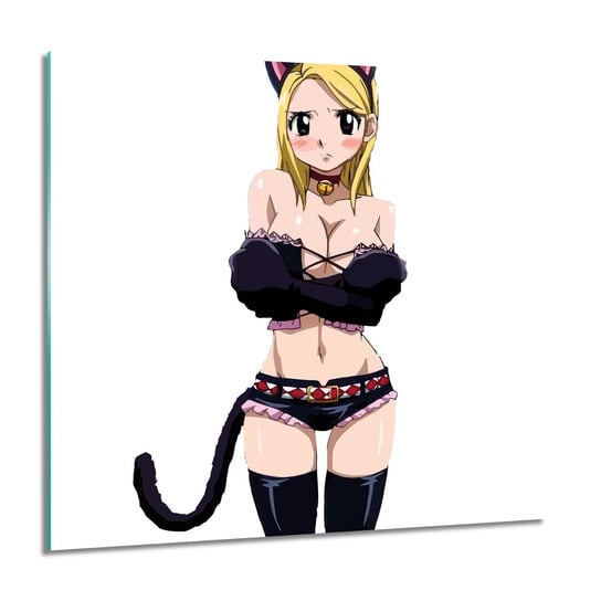 ArtprintCave, Anime dziewczyna kot Obraz na szkle, 60x60 cm ArtPrintCave