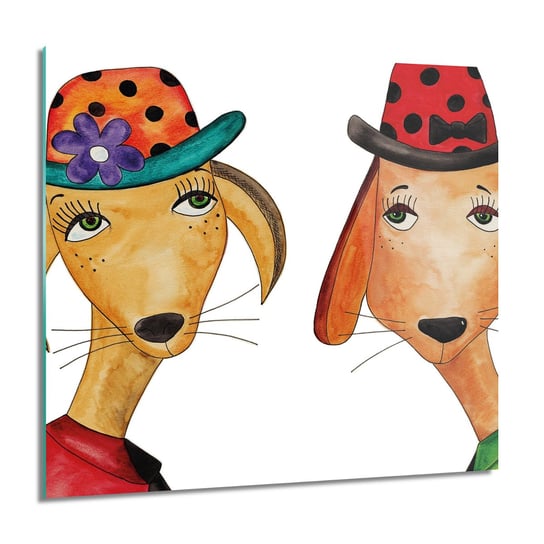 ArtprintCave, Bajka psy czapka nowoczesne Obraz na szkle, 60x60 cm ArtPrintCave
