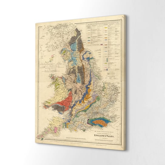 ArtprintCave, Canvas do salonu Mapa Anglii Droga Kolejowej, 60x80 cm ArtPrintCave