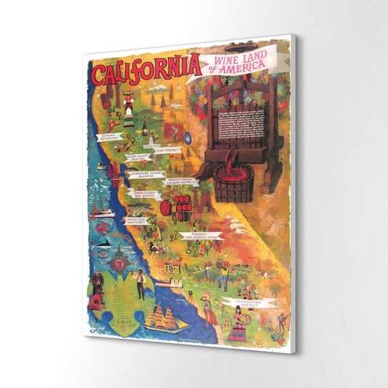 ArtprintCave, Canvas obrazy drukowane 40x60 cm Kalifornia mapa win, ArtPrintCave