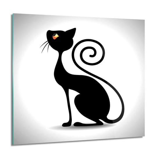 ArtprintCave, Czarny kot grafika Obraz szklany ścienny, 60x60 cm ArtPrintCave