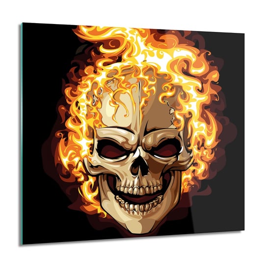 ArtprintCave, Czaszka płomienie do sypialni Obraz na szkle, 60x60 cm ArtPrintCave