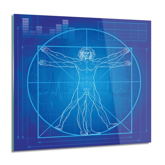 ArtprintCave, Człowiek da Vinci Obraz szklany na ścianę, 60x60 cm ArtPrintCave