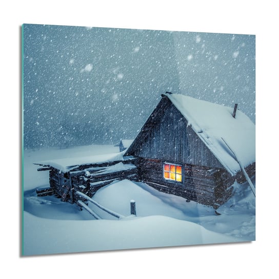 ArtprintCave, Domek zima śnieg noc Obraz na szkle, 60x60 cm ArtPrintCave