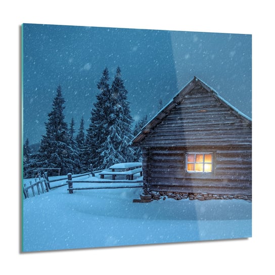 ArtprintCave, Domek zima śnieg noc Obraz na szkle ścienny, 60x60 cm ArtPrintCave