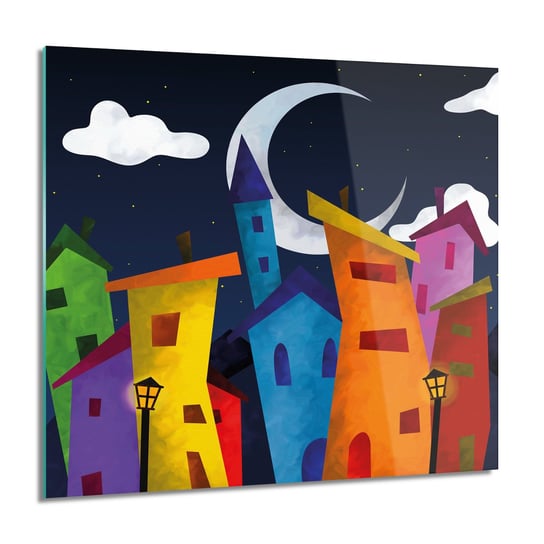 ArtprintCave, Domy miasto księżyc Obraz na szkle na ścianę, 60x60 cm ArtPrintCave