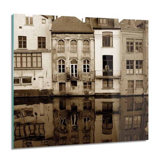 ArtprintCave, Domy woda miasto do sypialni Foto szklane, 60x60 cm ArtPrintCave