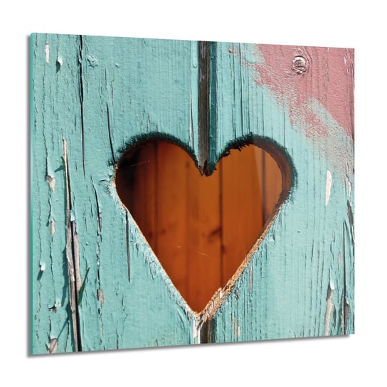 ArtprintCave, Drewno serce drzwi Foto na szkle na ścianę, 60x60 cm ArtPrintCave
