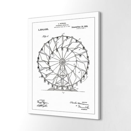 ArtprintCave, Druk na płótnie 40x60 cm Patent USA diabelski młyn, ArtPrintCave