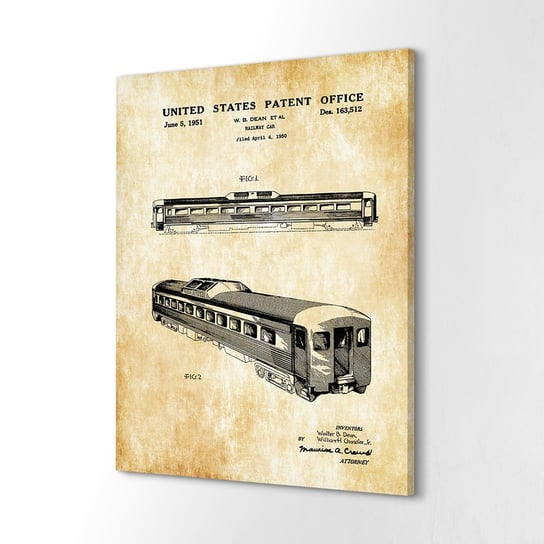 ArtprintCave, Druk na płótnie Patent na wagony kolejowe, 60x80 cm ArtPrintCave