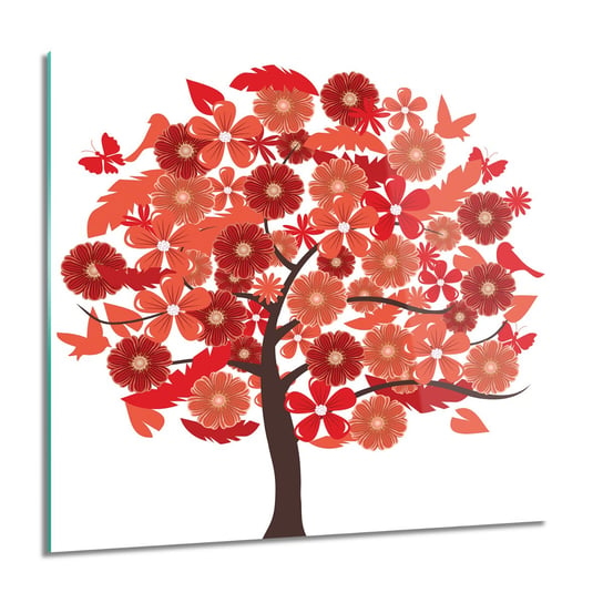 ArtprintCave, Drzewo kwiaty liście Obraz na szkle, 60x60 cm ArtPrintCave