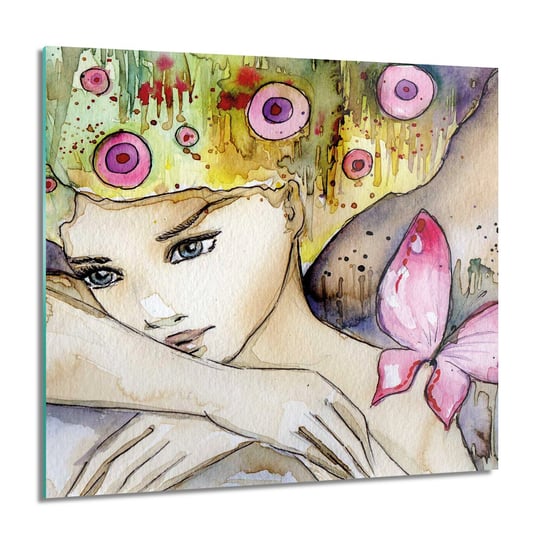ArtprintCave, Dziewczyna z motylem Foto szklane ścienne, 60x60 cm ArtPrintCave