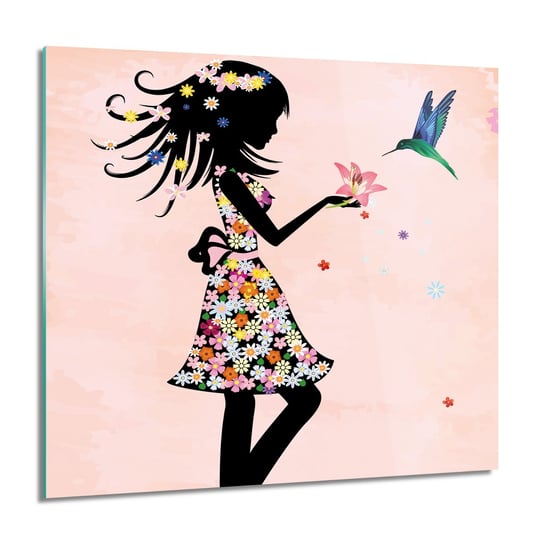 ArtprintCave, Dziewczynka kwiaty Obraz na szkle na ścianę, 60x60 cm ArtPrintCave